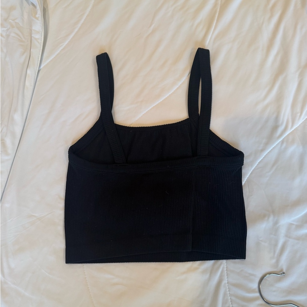 Black Ribbed Crop Top